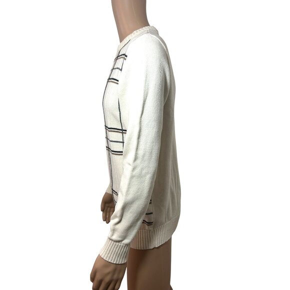 Oscar De La Renta Men’s Sweater Pullover Vtg M Cream Geometric Pattern Cotton - Picture 2 of 16